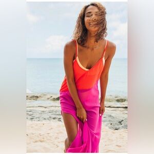 Seaside Retreat Coral Red & Magenta Maxi Cover-Up 🪸